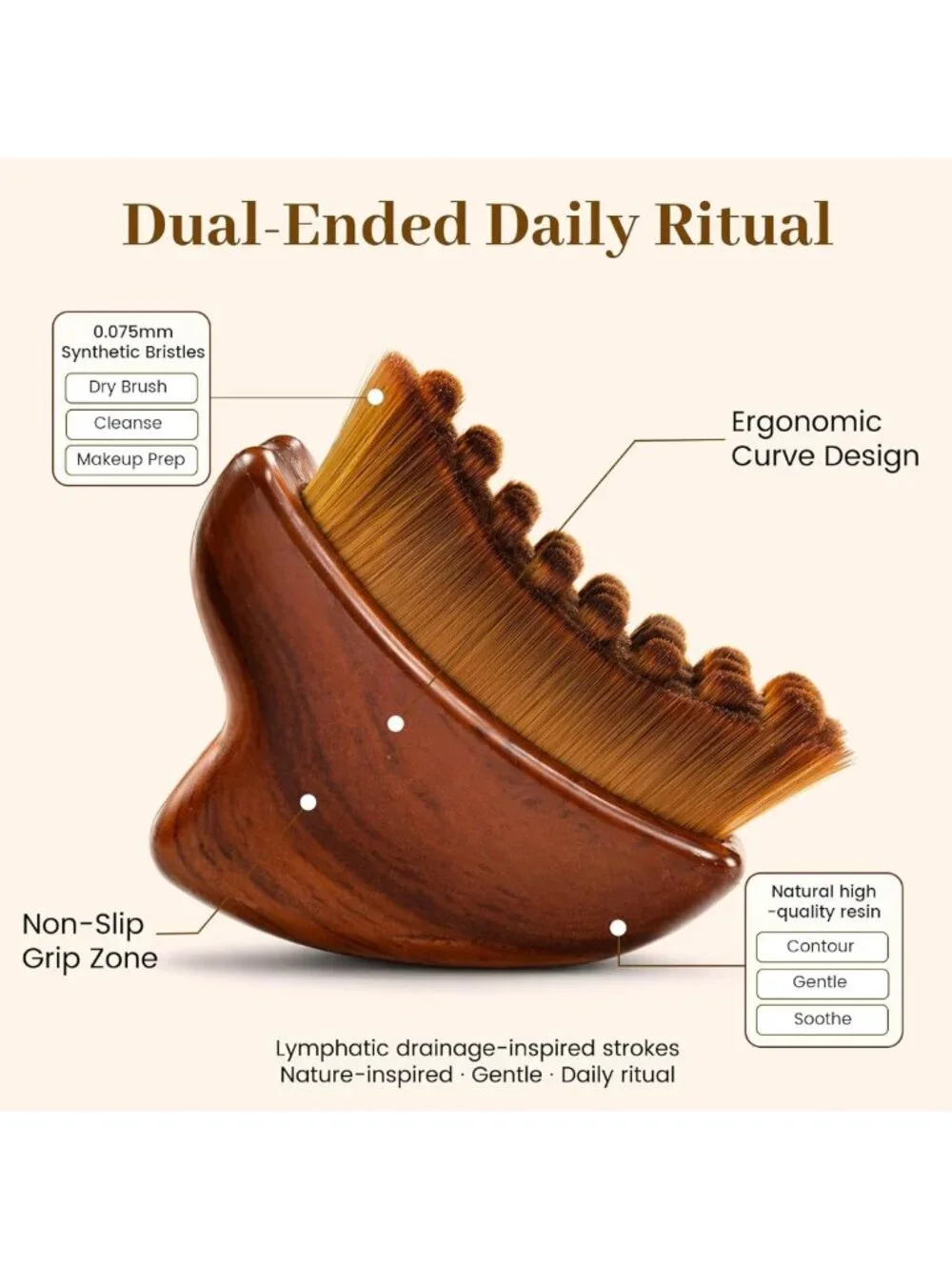 3-in-1 Lymphatic Contour Face Brush & Massager - Gua Sha Tool for De-Puffing